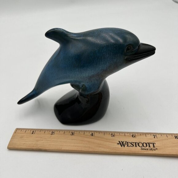 Howard Pierce Porcelain Dolphin Figurine Glossy Blue Glaze California Pottery - Picture 11 of 11